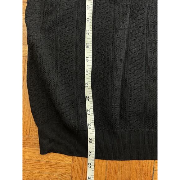 Magaschoni Man Quarter Zip Black Medium Short Sleeve Sweater Polo Top Shirt $78 - Picture 12 of 15